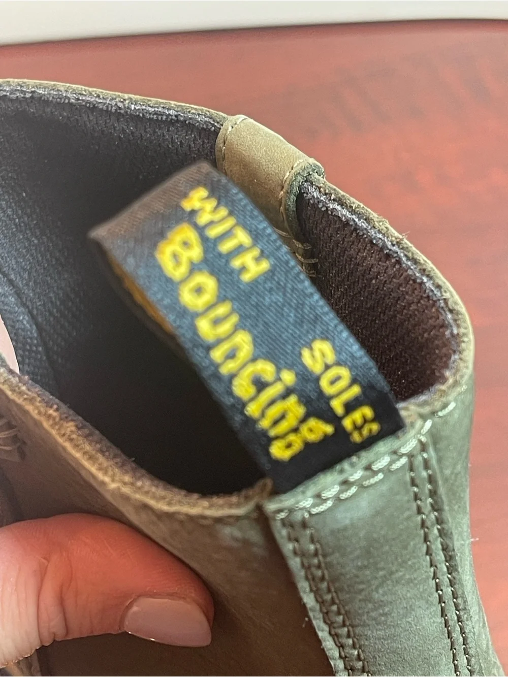 Dr. Martens Zebzag Rigger Slip-On Nubuck Platform Boots in DMS Olive US 9/ EU 41